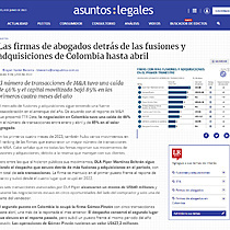Las firmas de abogados detrs de las fusiones y adquisiciones de Colombia hasta abril